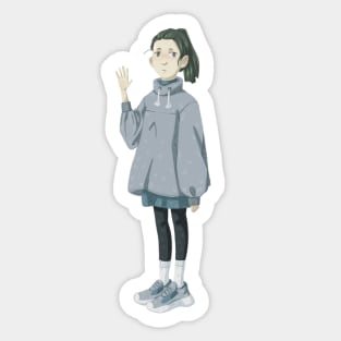 Girl in a sweatshirt Sticker